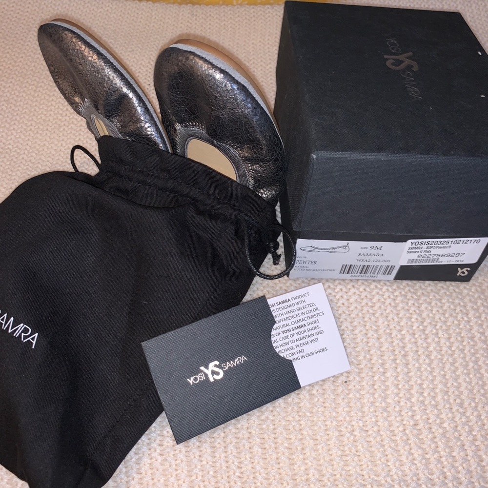 Yosi Samra foldable ballet flats. Pewter. Sz 9